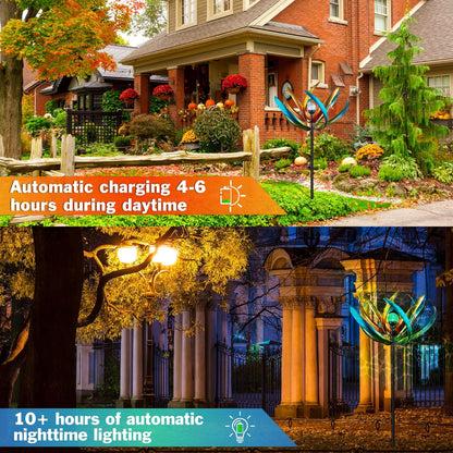 82" Vibrant Multicolor Solar Tulip Large Wind Spinner - Outdoor Garden Decor with Auto-Illuminated