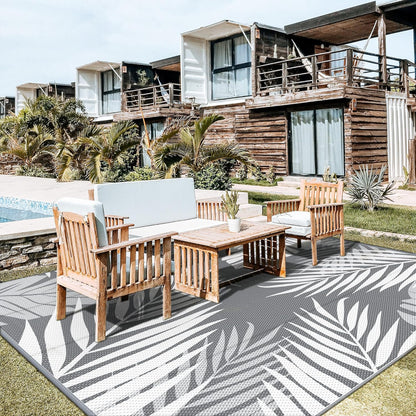 GENIMO Outdoor Rug 10' x 10' Waterproof for Patios Clearance, Reversible Outdoor Plastic Straw