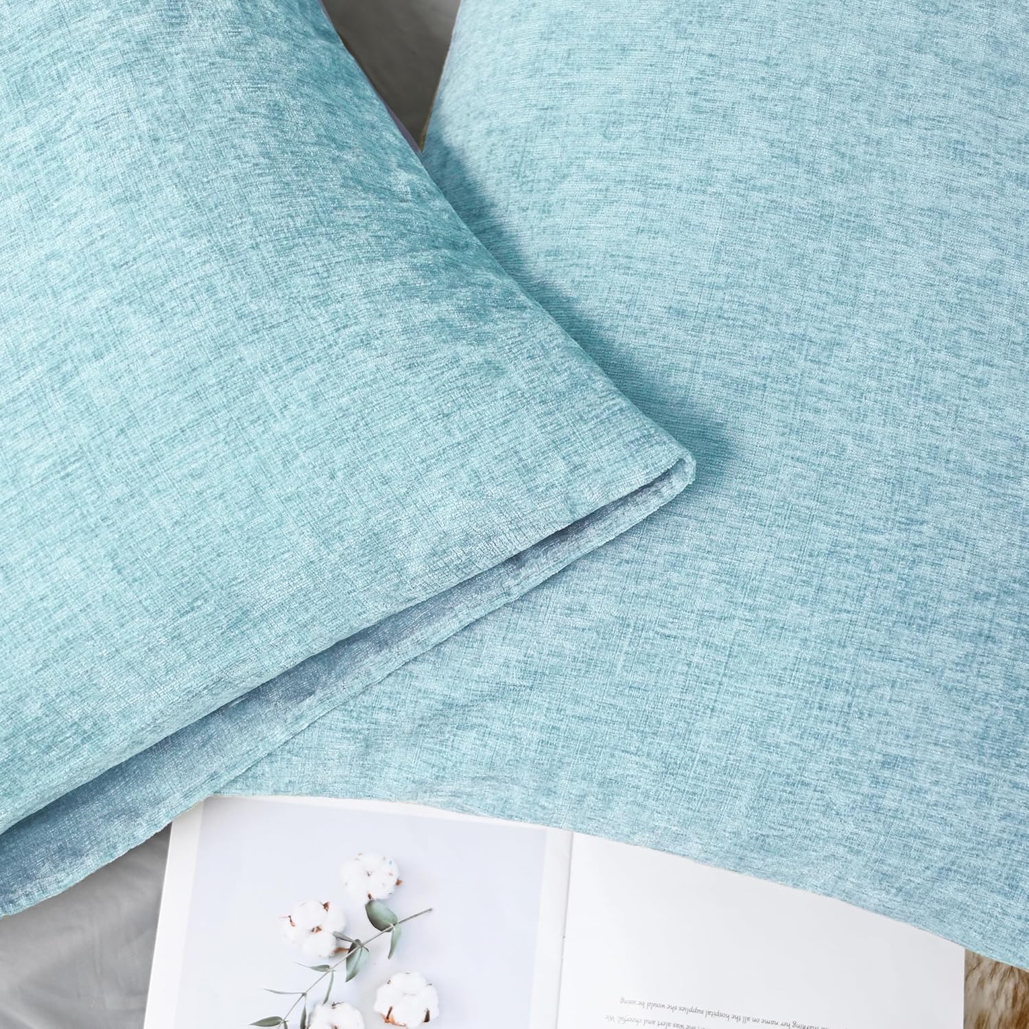 CaliTime Throw Pillow Covers Decorative 20 X 26 Inches Pack of 2 Cozy Chenille Standard Pillow
