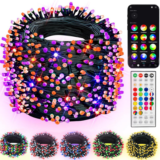 Dazzle Bright Smart Halloween String Lights, 164FT 500 LED RGB Color Changing String Lights with
