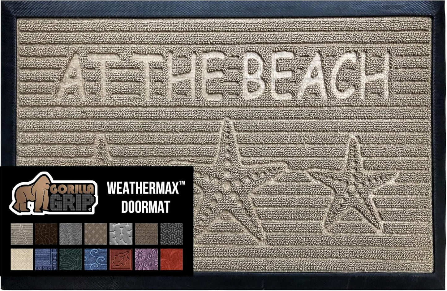 GORILLA GRIP 100% Waterproof All-Season WeatherMax Doormat 35x23, US Designed Natural Rubber, Stain
