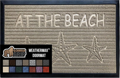 GORILLA GRIP 100% Waterproof All-Season WeatherMax Doormat 35x23, US Designed Natural Rubber, Stain