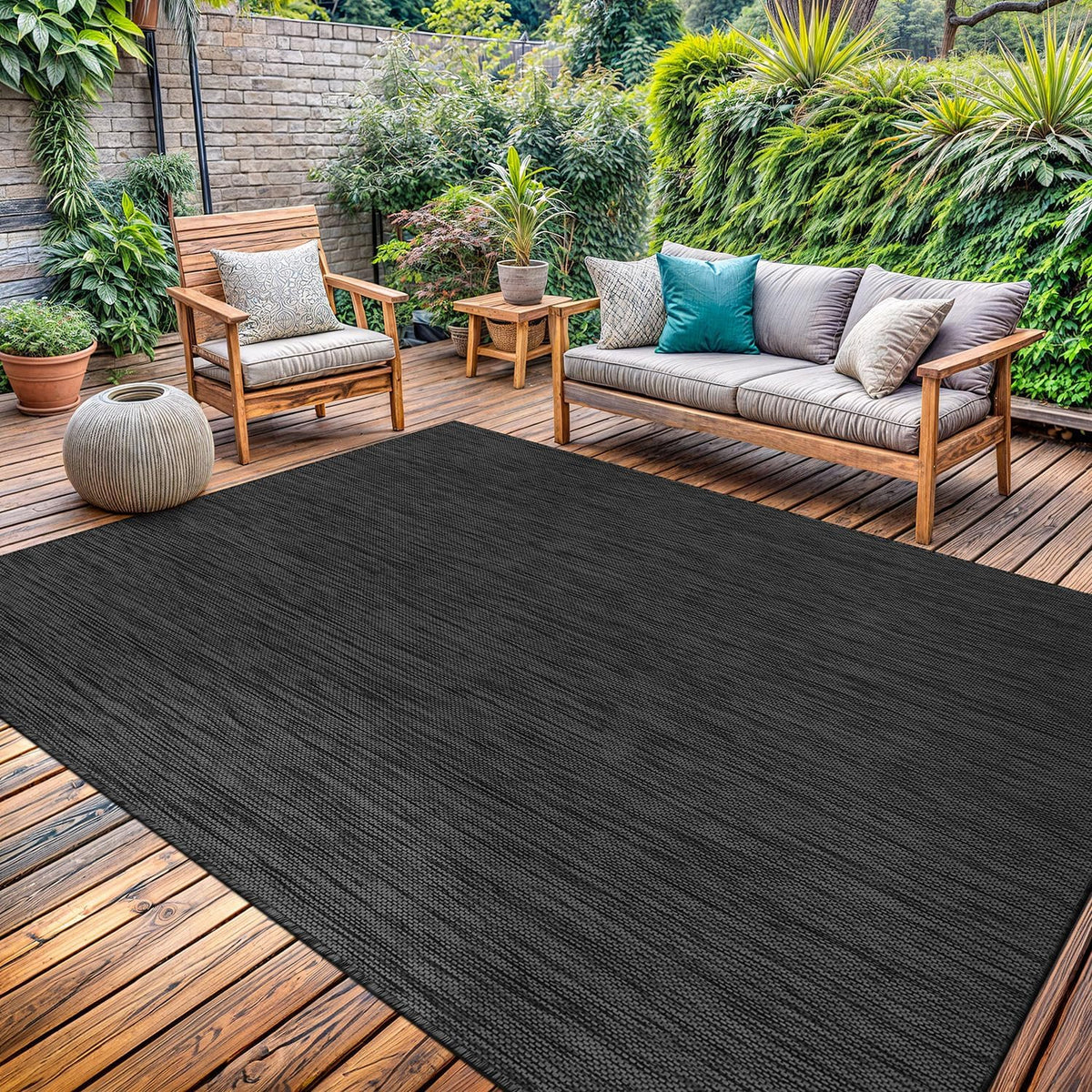 Washable Indoor Outdoor Rug 9x12 Weather Resistant Area Rugs Modern Solid for Porch Deck Balcony