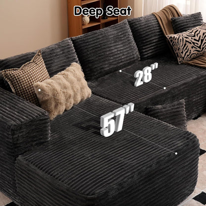 ovios 104" Cloud Sectional Couch with L-Shape Chaise,Modern Modular Sofa with Deep Seat
