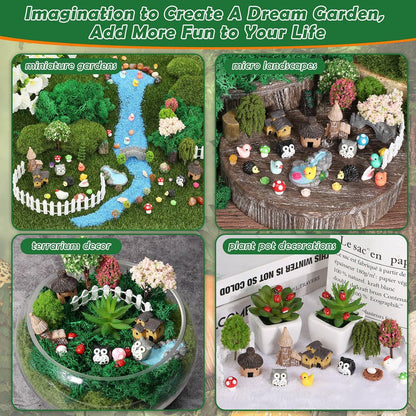 Thrilez 210 Pieces Miniature Fairy Garden Accessories, Including Resin Animals, Miniature