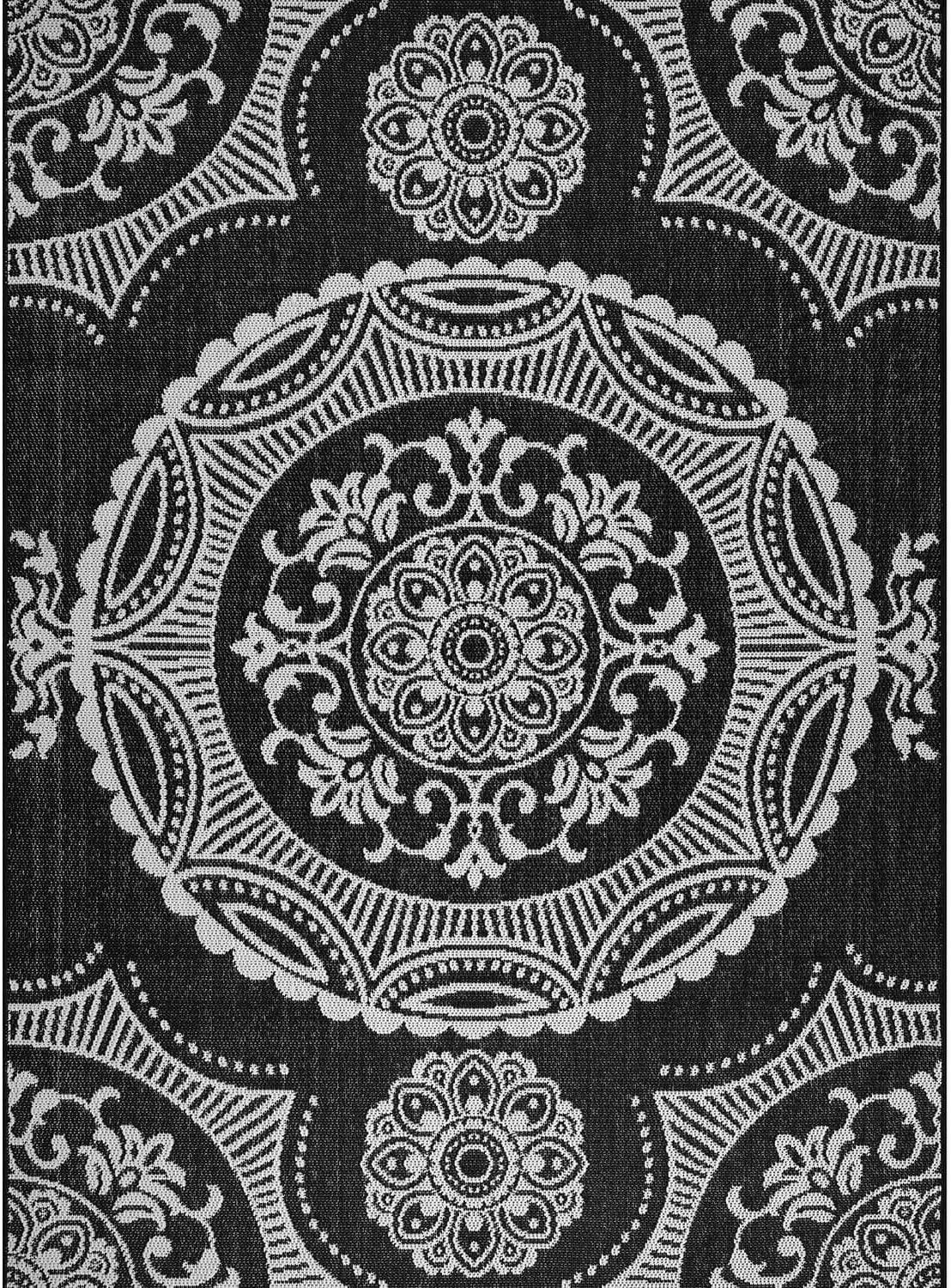 Medallion Outdoor Rug 6x9 Washable Outside Carpet for Indoor Patio Porch Waterproof Easy Cleaning