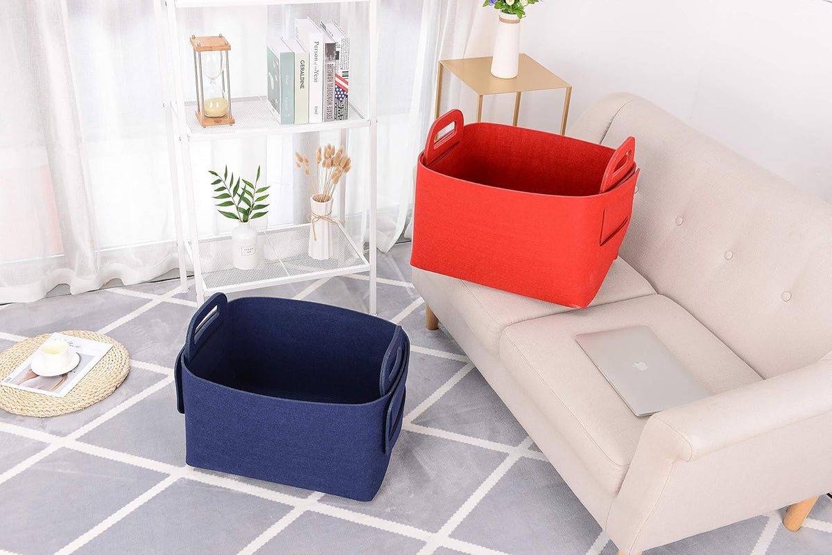 Minoisome Storage Basket Felt Storage Bin Collapsible& Convenient Box Organizer with Carry Handles