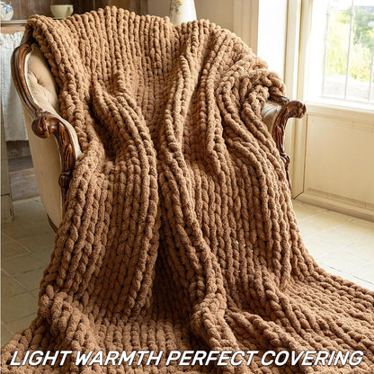 Chunky Knit Blanket - Luxury Soft Cozy 40 * 50 Throw Blanket,100% Woven Blanket Rope Knot Throw