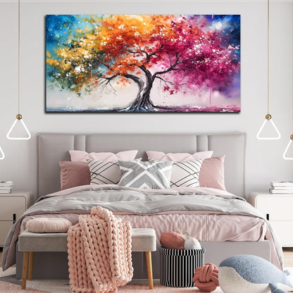 Alsingbago Colorful Tree Canvas Wall Art for Living Room Bedroom Home Office Orange and Pink Tree