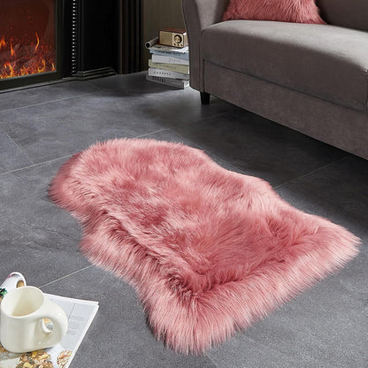 AMTOVO Faux Fur Rug, Blush Pink Small Area Rug, Fluffy Sheepskin Rug, Fuzzy Ultra Soft 2 x 3 ft