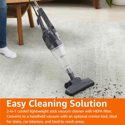 Amazon Basics 2-in-1 Corded Stick Vacuum Cleaner, Convertible to Handheld, Lightweight (3.9 LBS)