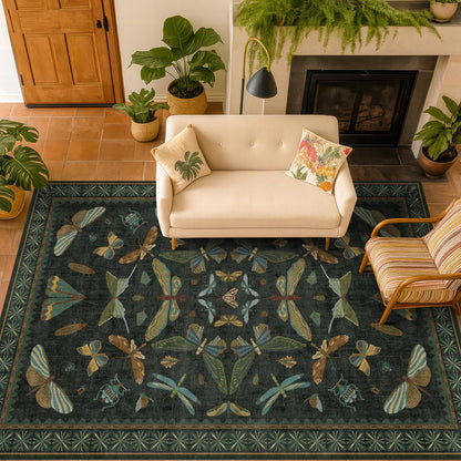 Green Area Rugs 5x7 for Living Room - Fairy Fantasy Moss Rugs for Dining Room Table, Bedroom
