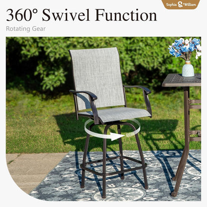 Sophia & William Outdoor Bar Set, Patio Bar Table and Chairs Set, Bar Height Patio Set - 4 x Swivel