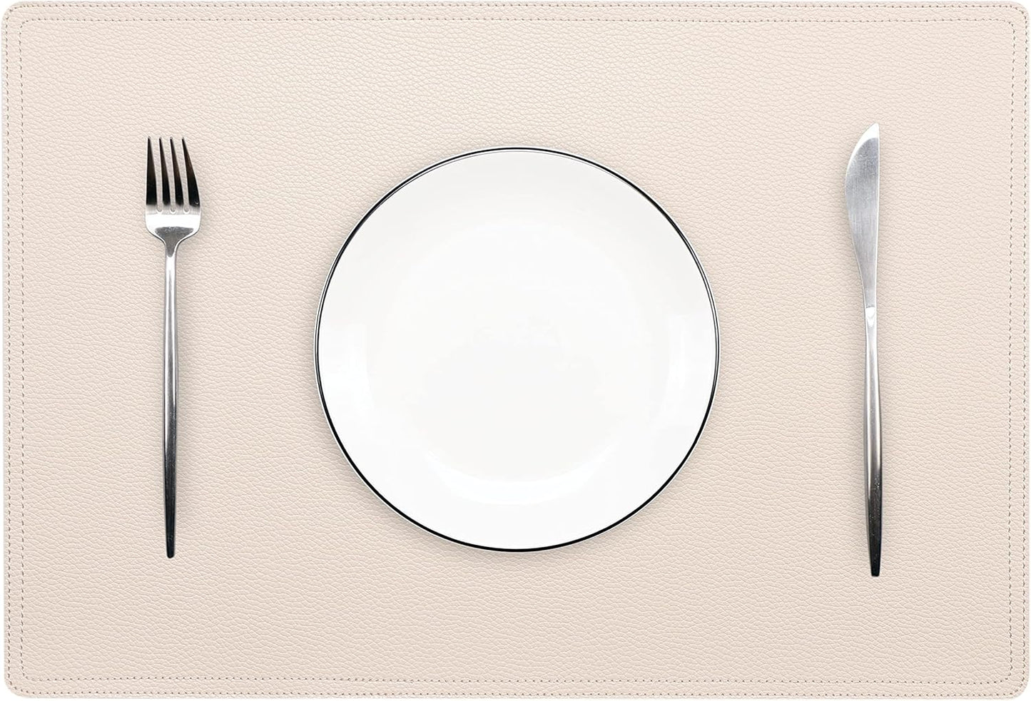 Set of 4 Faux Leather Placemats, PU Table Mats, Waterproof, Stain Resistant, Heat Resistant
