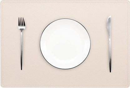 Set of 4 Faux Leather Placemats, PU Table Mats, Waterproof, Stain Resistant, Heat Resistant