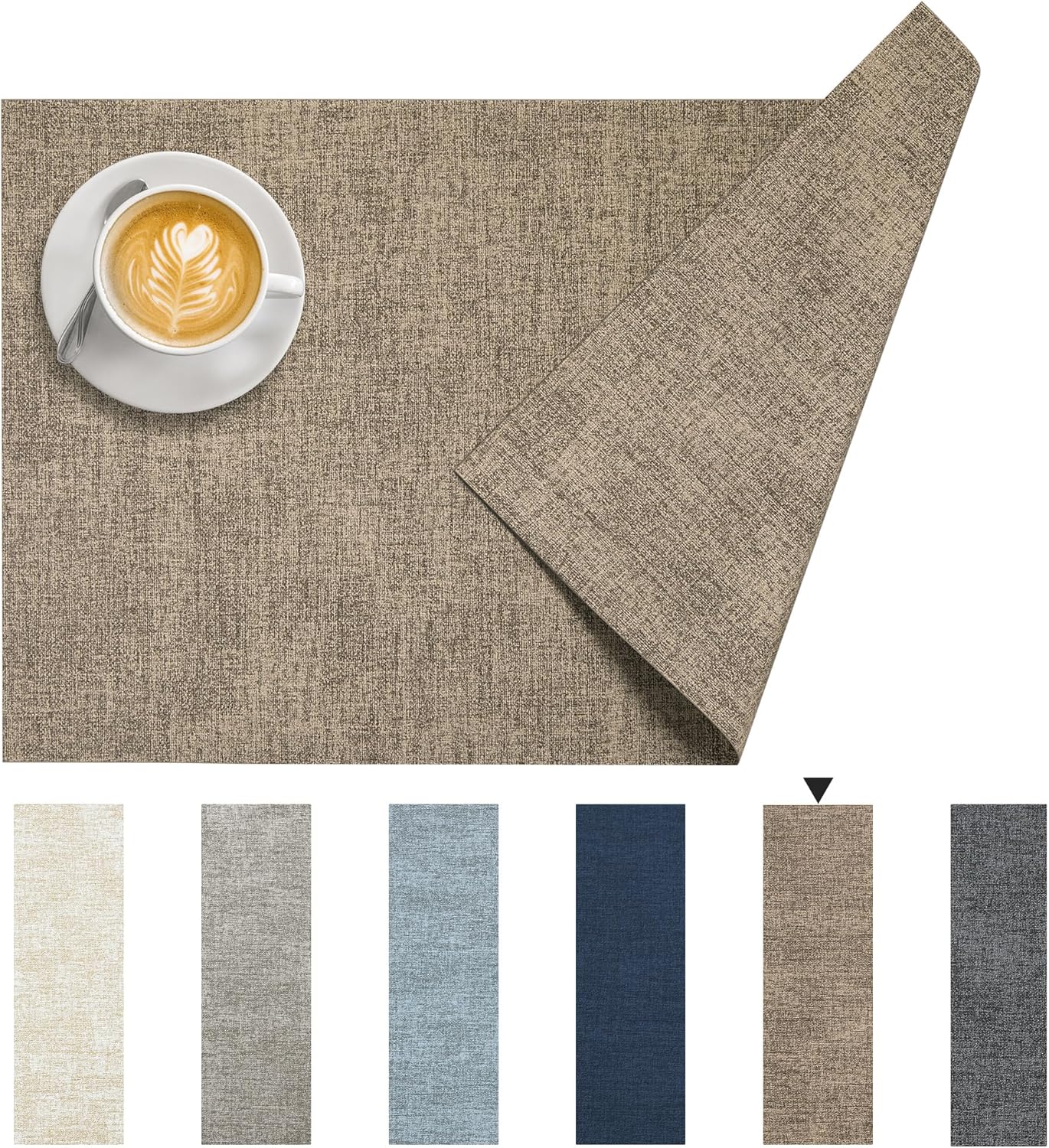 DOLOPL Placemats Set of 6, Reversible Wipeable & Heat Resistant Place Mats, Modern Faux Leather