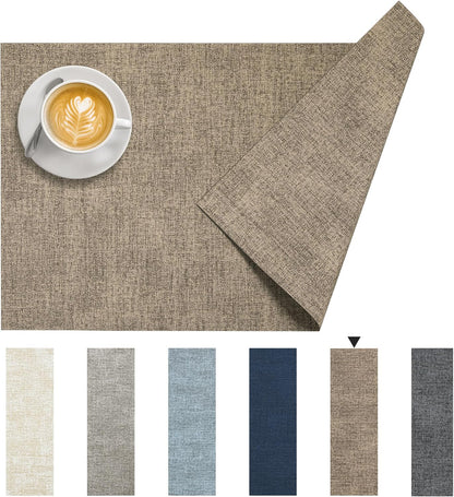 DOLOPL Placemats Set of 6, Reversible Wipeable & Heat Resistant Place Mats, Modern Faux Leather
