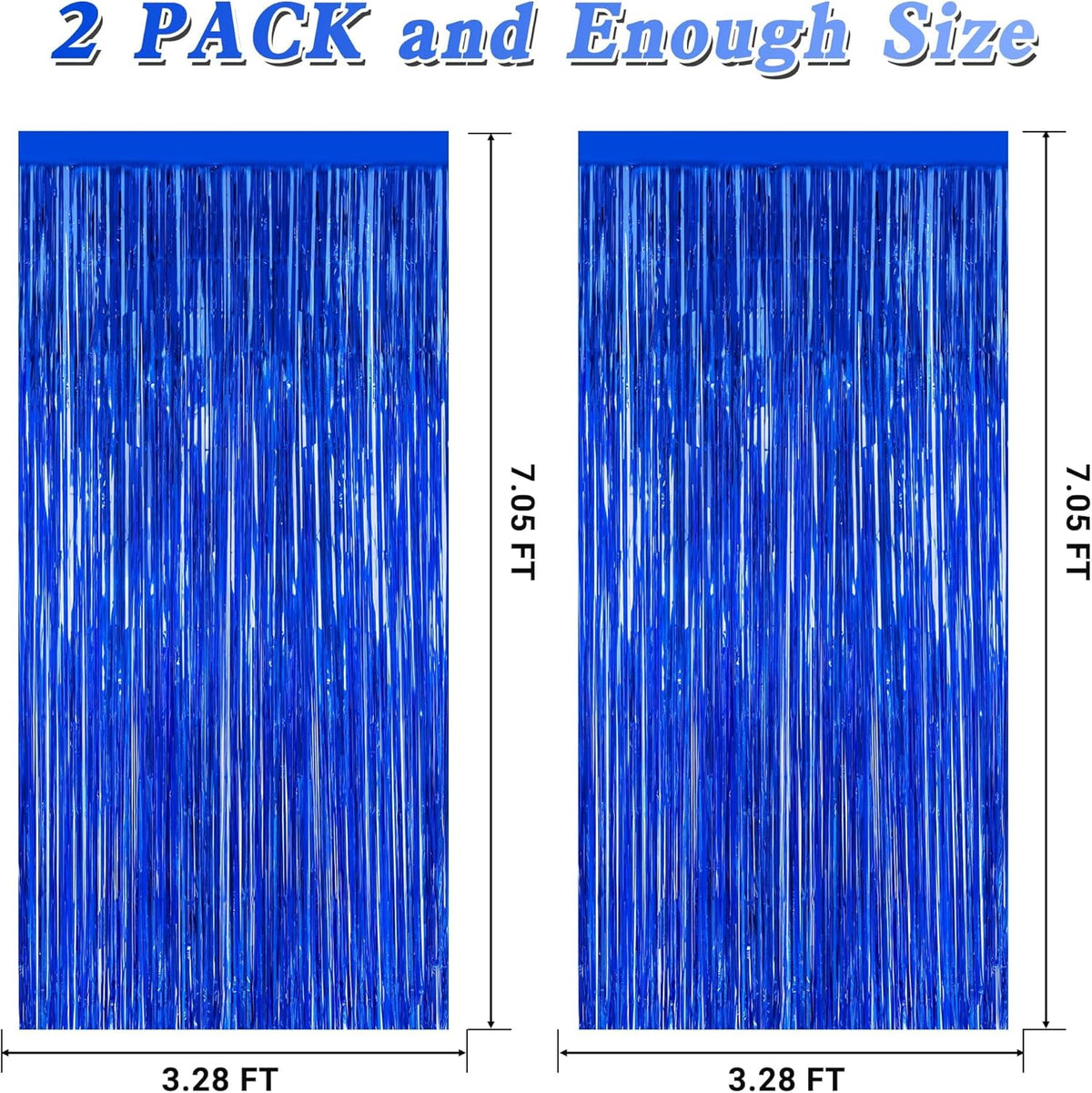 2 PCS Tinsel Backdrop, 3.28 FT x 7.05 FT Dark Blue Backdrop Curtains, Metallic Passover Fringe