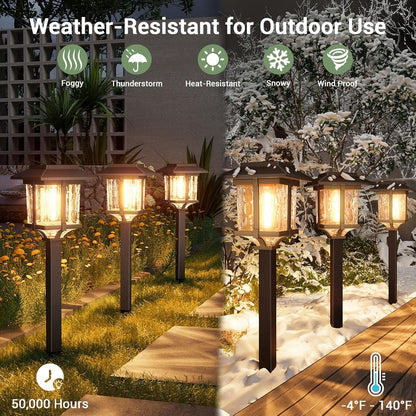 XMCOSY+ Solar Pathway Lights Outdoor, 2-Tone LED Waterproof Garden Outdoor Lighting for Yard