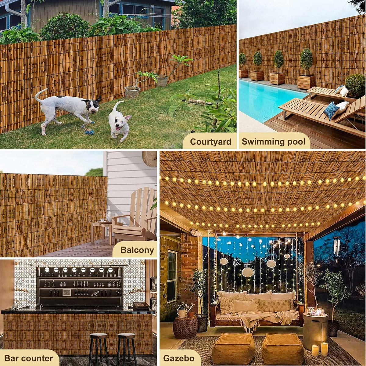 Natural Reed Fencing,Decorative Bamboo Fence Rolls Handwoven Friendly Sun Shade for