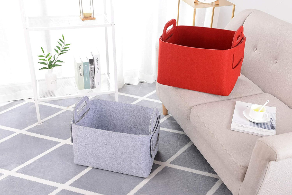 Minoisome Storage Basket Felt Storage Bin Collapsible& Convenient Box Organizer with Carry Handles