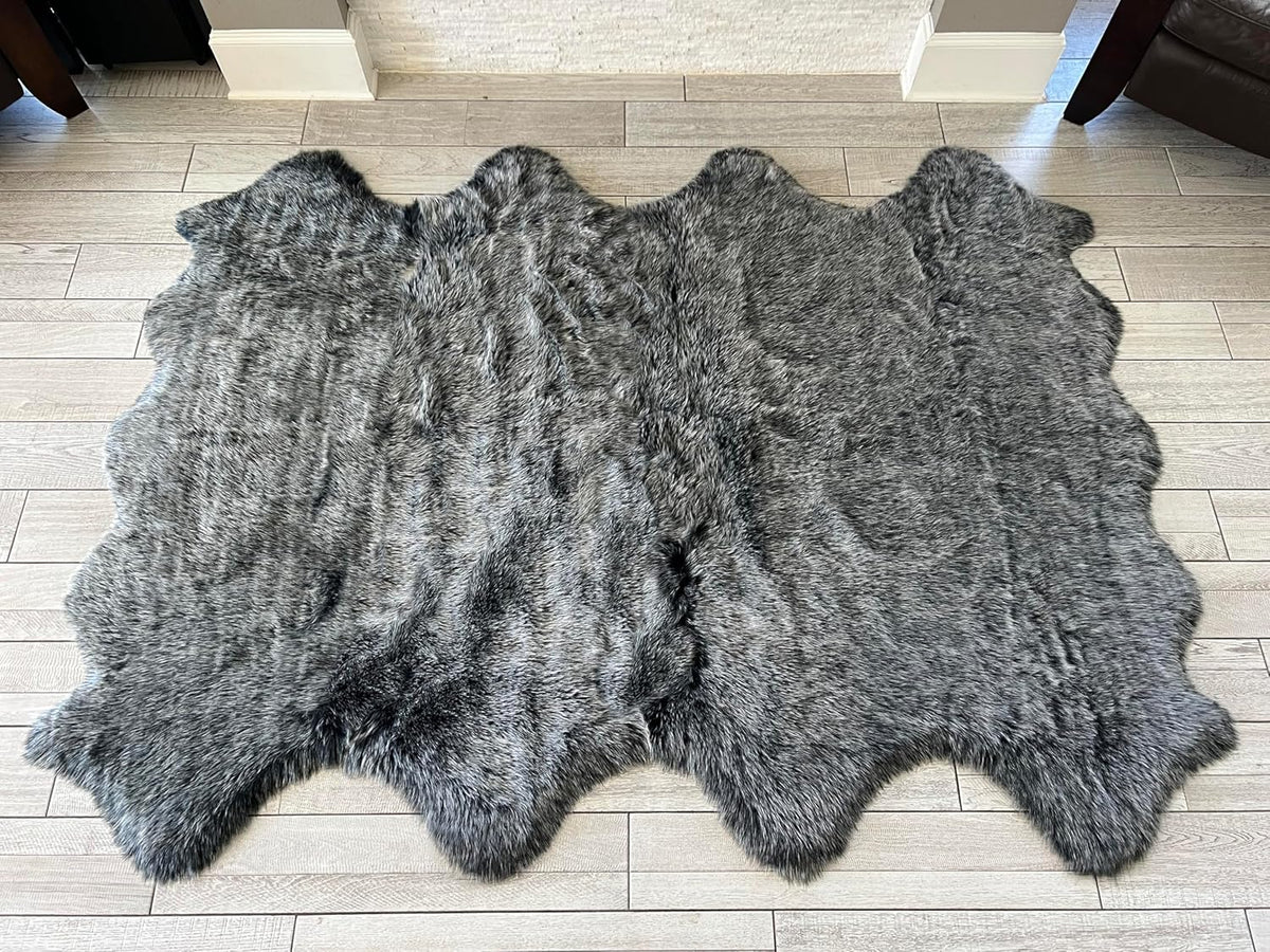 LAMBZY Faux Sheepskin Super Soft Hypoallergenic Free Shape Silky Shag Rug, Luxury Shaggy Silky