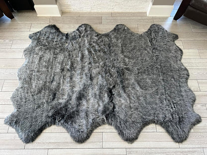 LAMBZY Faux Sheepskin Super Soft Hypoallergenic Free Shape Silky Shag Rug, Luxury Shaggy Silky