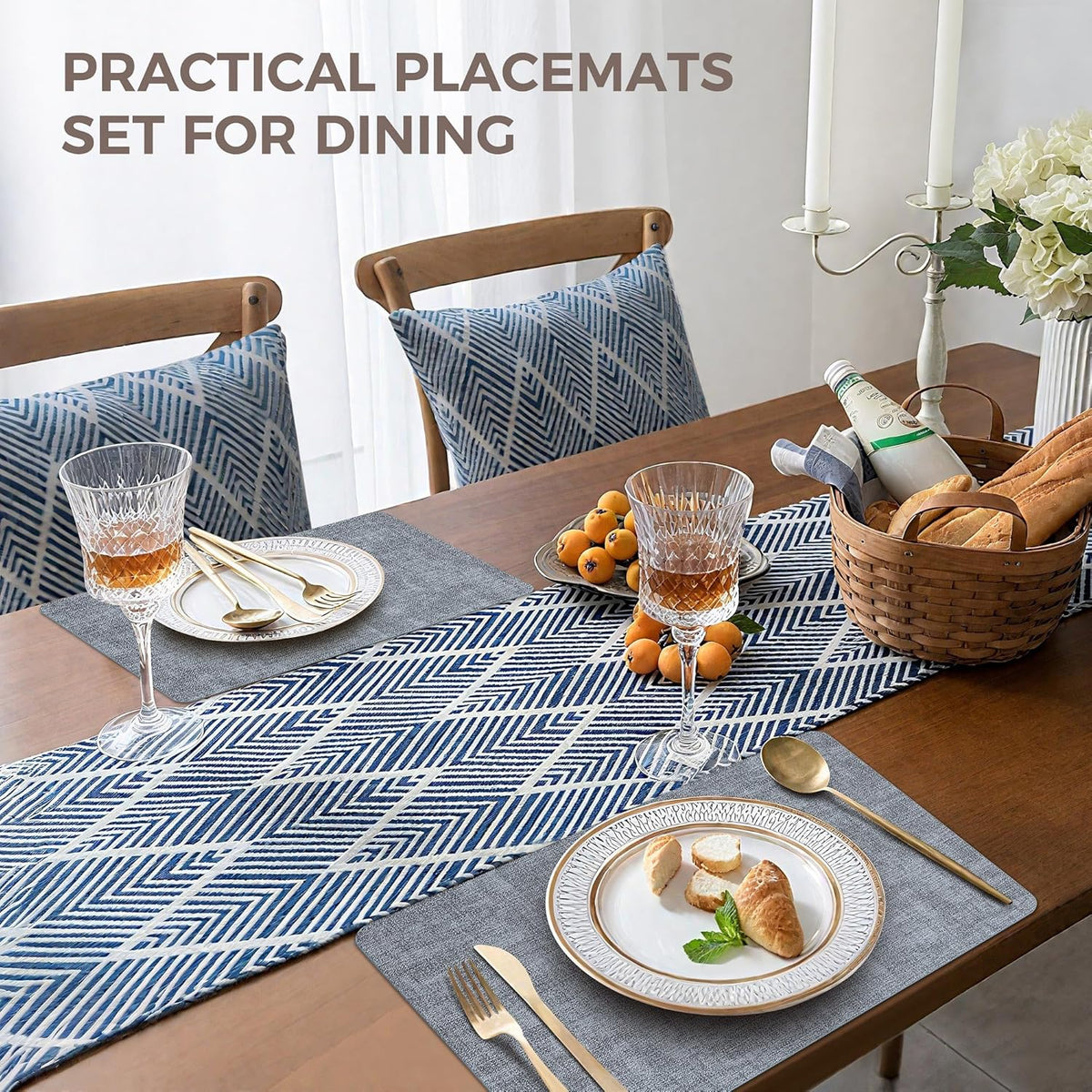 Vinyl Placemats Set of 4, Faux Leather Waterproof and Heat Resistant Place Mats, Washable Anti-Slip
