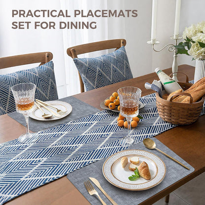 Vinyl Placemats Set of 6, Faux Leather Waterproof and Heat Resistant Place Mats, Washable Anti-Slip