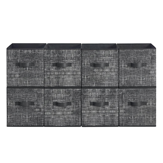 SONGMICS HOME Foldable Storage Cubes Set of 8, Fabric Shelf Organizer Bins with Handles, Closet