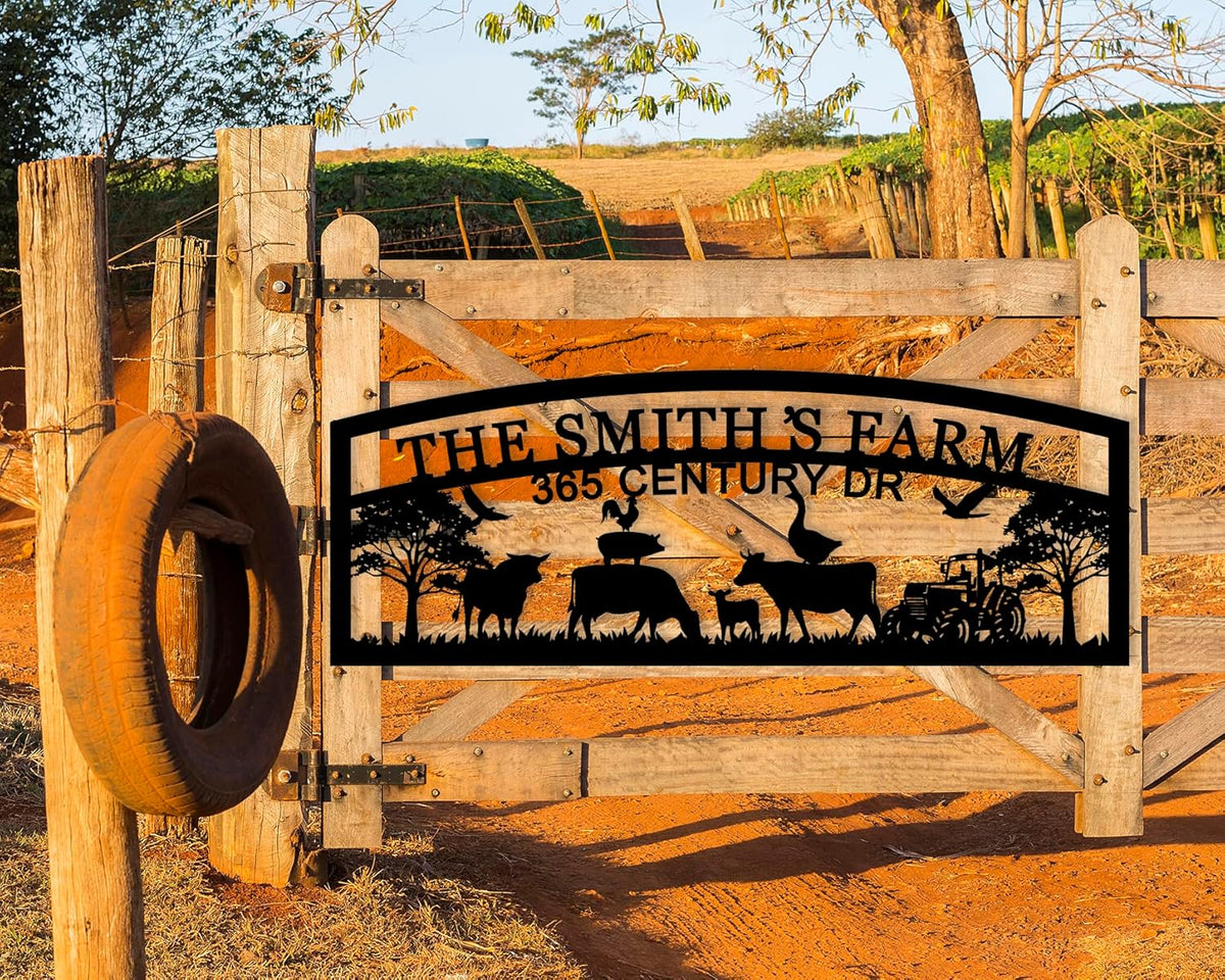 Personalized Hanging Metal Farm Sign, Last Name for Farm, Farmhouse Wall Decor, Large Outdoor