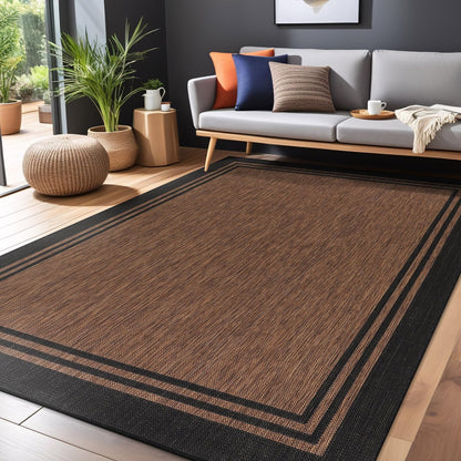 Bordered Outdoor Rug 6x9 Washable Outside Carpet for Indoor Patio Porch Waterproof Easy Cleaning
