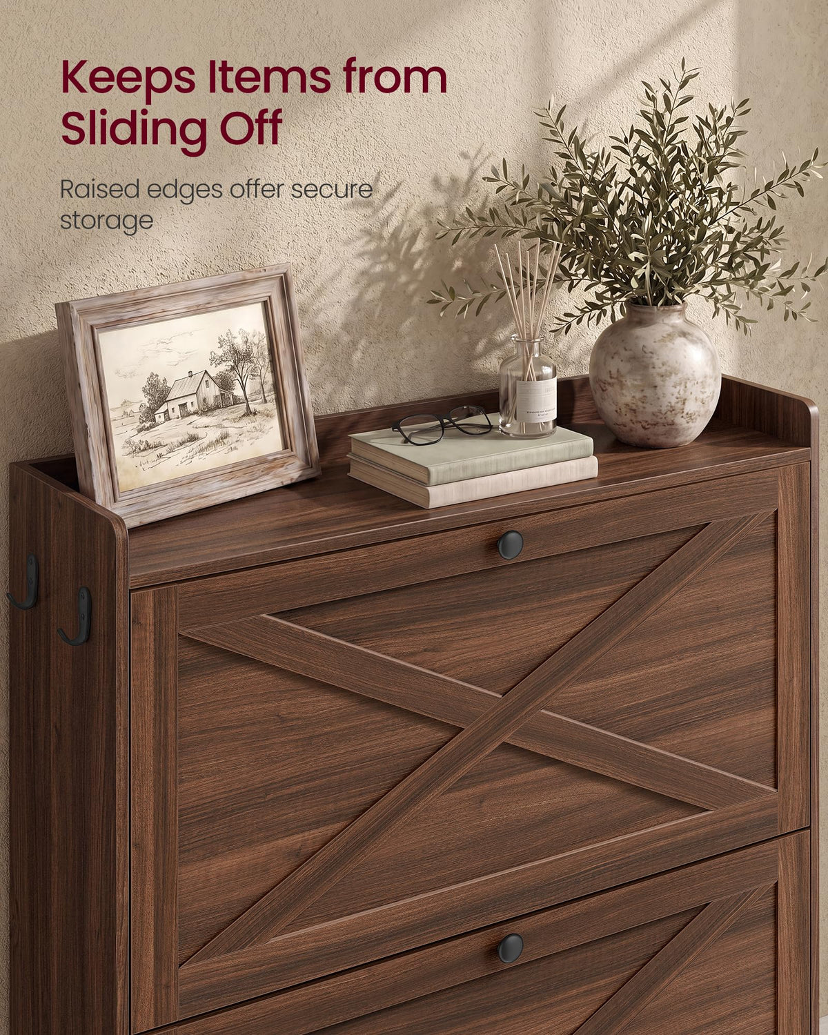 VASAGLE Shoe Storage Cabinet Organizer with 3 Flip Drawers, Freestanding Narrow Shoe Rack Cabinet
