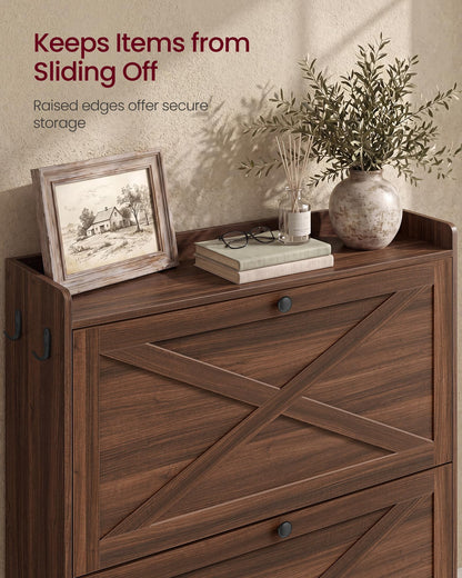 VASAGLE Shoe Storage Cabinet Organizer with 3 Flip Drawers, Freestanding Narrow Shoe Rack Cabinet