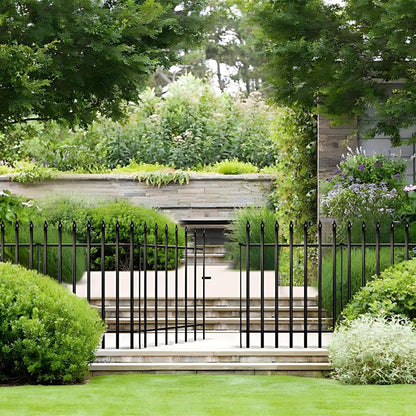 Metal Garden Fence 36" Wide x 28" High, 5 Panels (4 Panels + 1 Gate), Total 11.6 feet, Metal Border