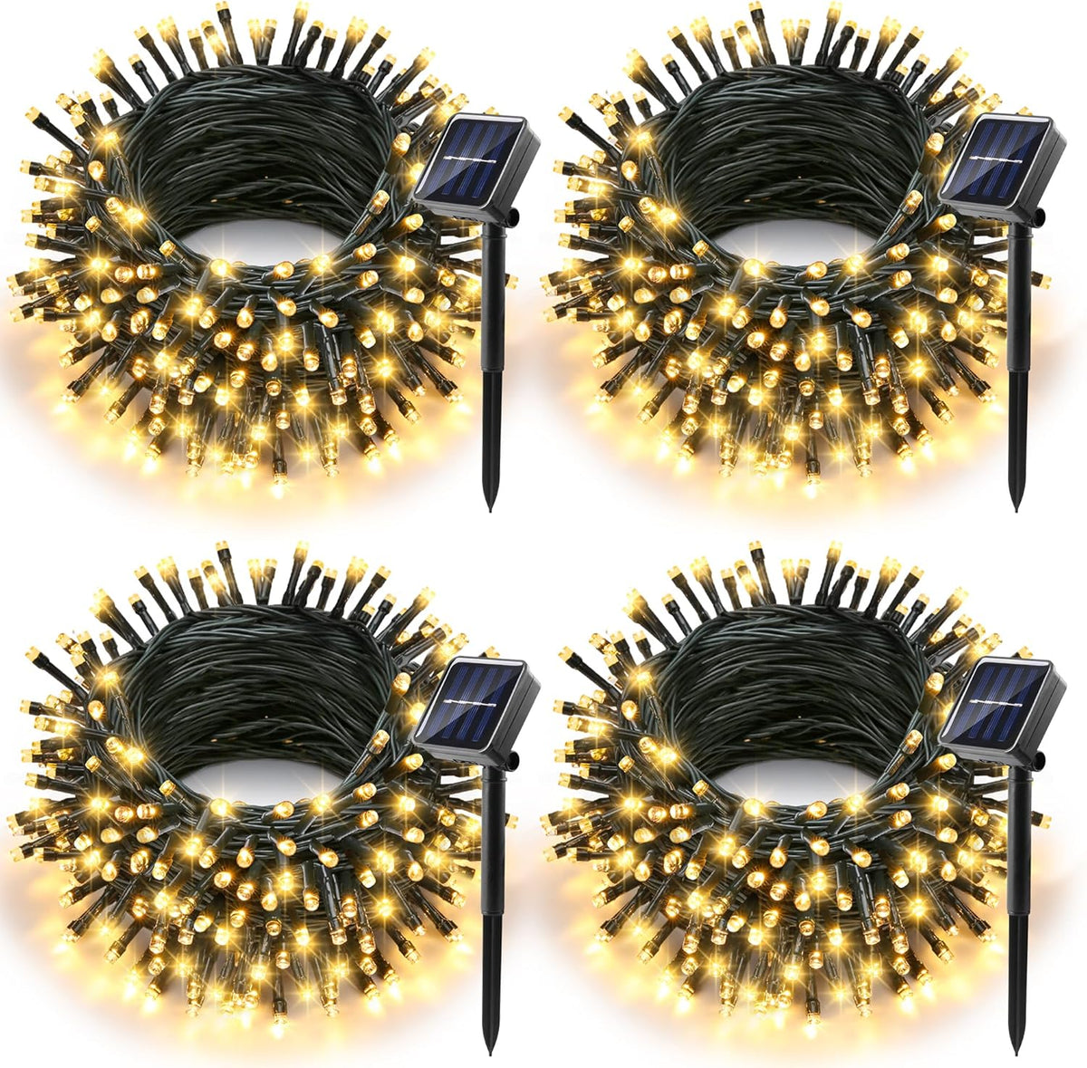 Joomer Solar Christmas Lights Outdoor, 4 Pack Total 156FT 400LED 8 Lighting Modes Solar String