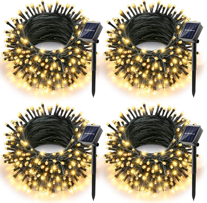 Joomer Solar Christmas Lights Outdoor, 4 Pack Total 156FT 400LED 8 Lighting Modes Solar String