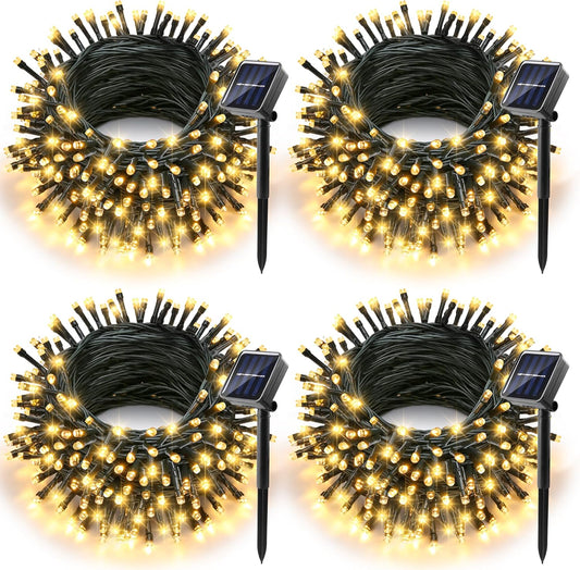 Joomer Solar Christmas Lights Outdoor, 4 Pack Total 156FT 400LED 8 Lighting Modes Solar String
