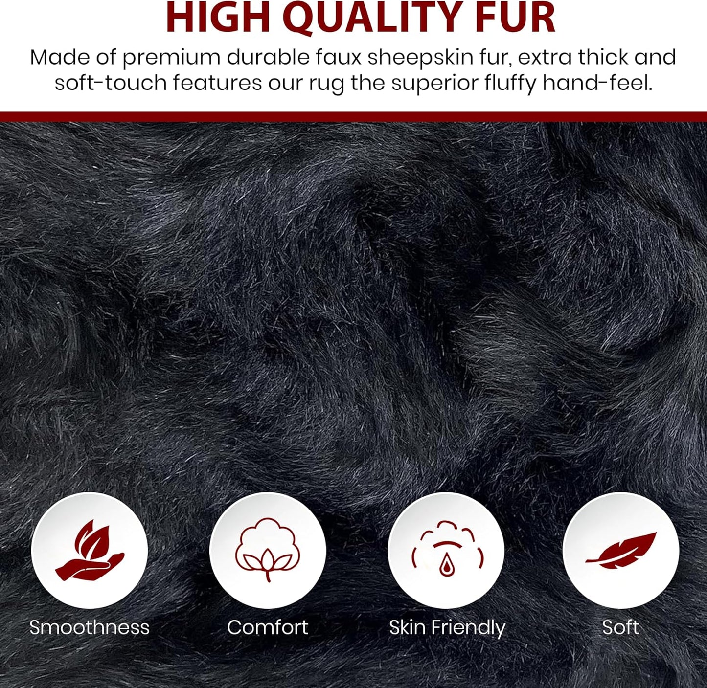 LAMBZY Faux Sheepskin Hypoallergenic Free Shape Silky Shag Rug, Luxury Shaggy Plush Carpet for