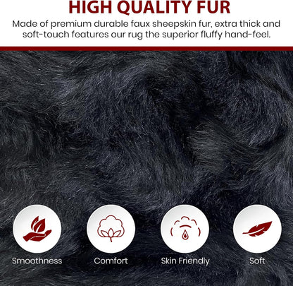 LAMBZY Faux Sheepskin Hypoallergenic Free Shape Silky Shag Rug, Luxury Shaggy Plush Carpet for