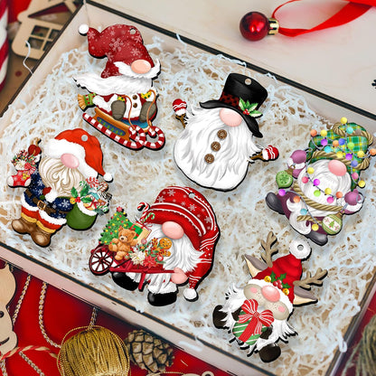 24 Pieces Christmas Gnome Wooden Ornaments Wood Hanging Decorations for Christmas Tree Santa Clause