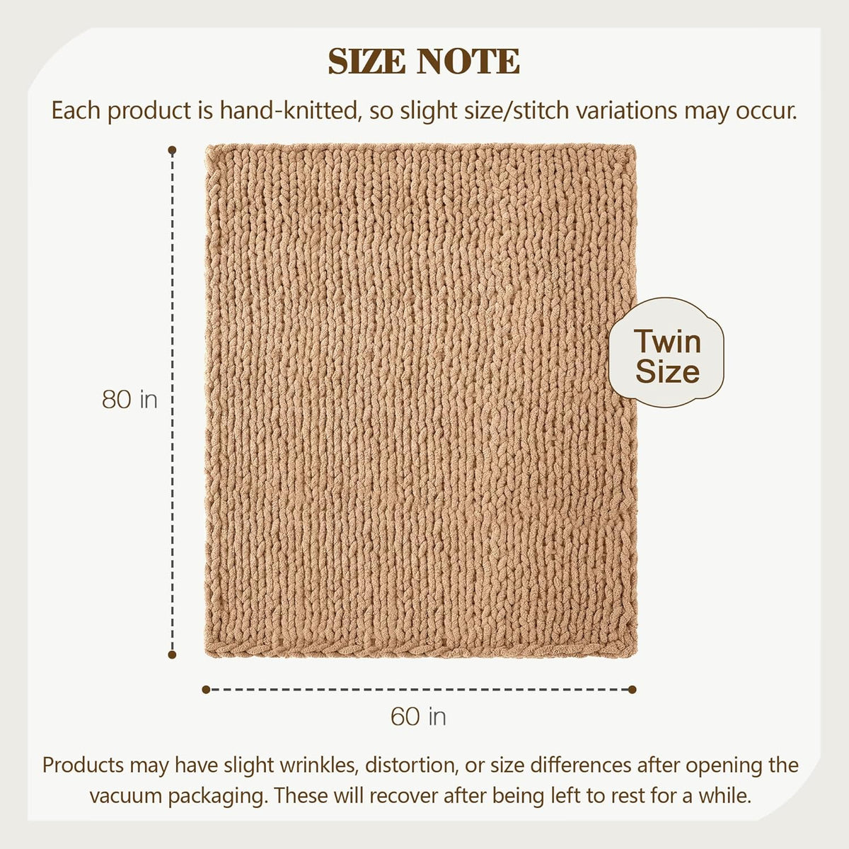 Carriediosa Chunky Knit Throw Blanket 60" X 80" Twin, 100% Hand Made Large Chenille Loop Yarn Soft