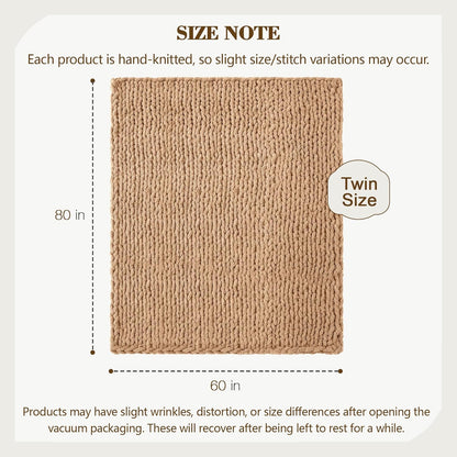 Carriediosa Chunky Knit Throw Blanket 60" X 80" Twin, 100% Hand Made Large Chenille Loop Yarn Soft