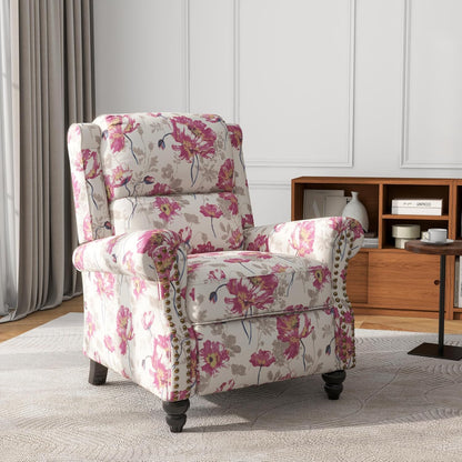 UIXE Pushback Recliner Chair, Fabric Armchair Push Back Accent Chair, Rivet Trim Club Chair Home