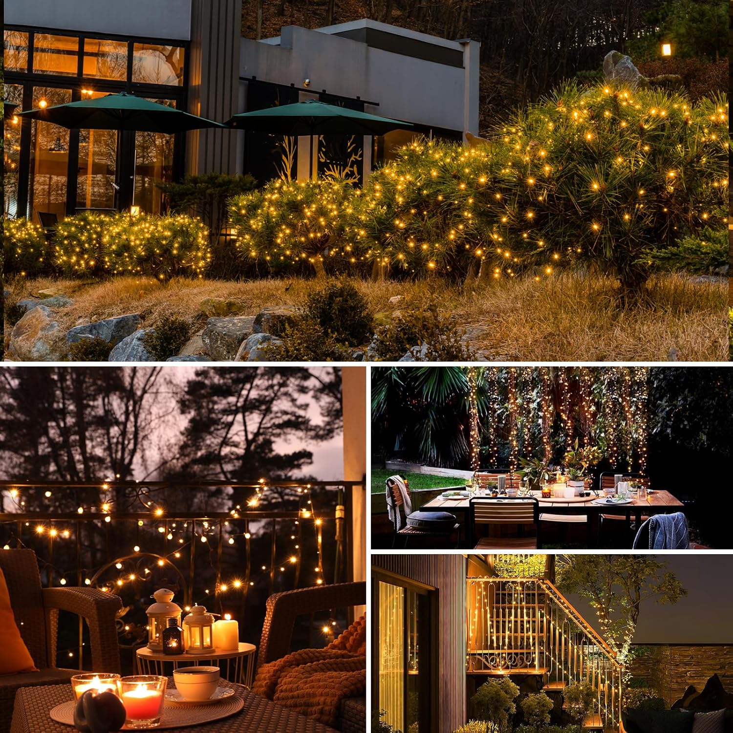 8 Pack Solar String Lights Outdoor, 640LED 264FT Waterproof 8 Modes Copper Wire Solar Twinkle