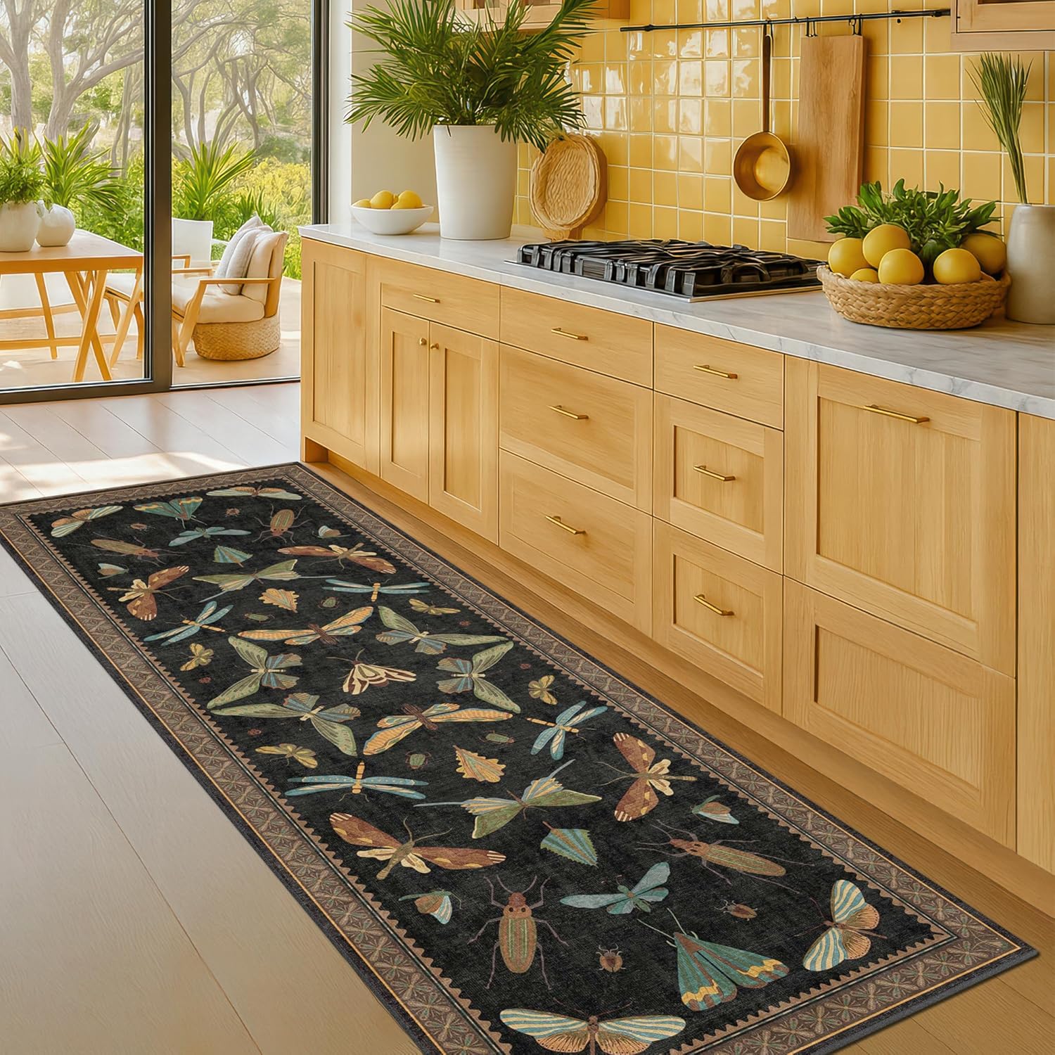 2x6 Black Entryway Runner Rugs Washable Non Slip Runners for Hallway, Kitchen, Mudroom, Laundry