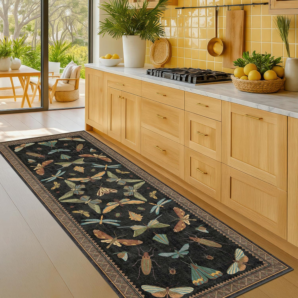 Black Insect 2'6"x8' Washable Non Slip Runner Rugs for Hallways, Non Skid Stain Resistant Rug