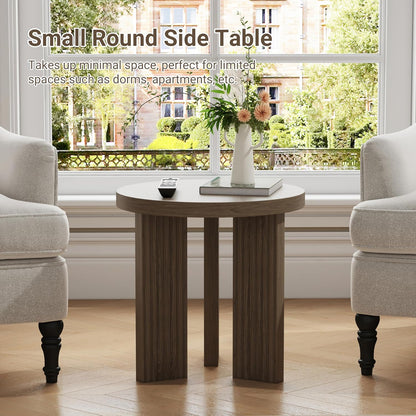 Small Round Side Table, 17.52" Coffee Table with Smooth Thick Mesa, Circle End Table with X Shaped