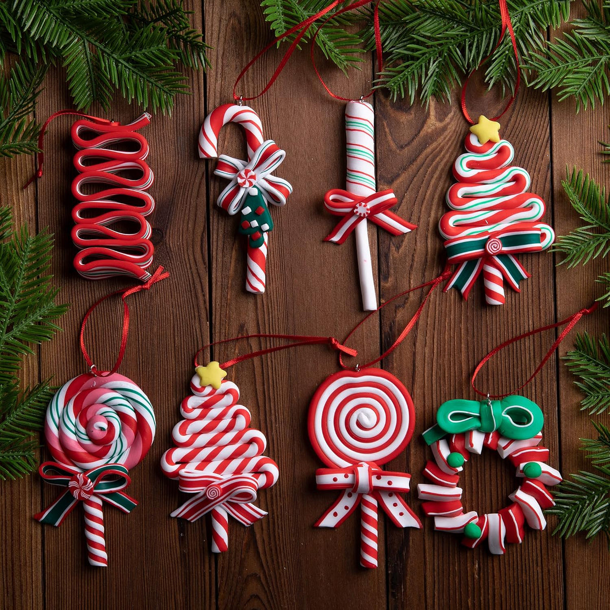 codree 8 PCS Christmas Hanging Lollipop Ornaments- Candy Ornaments for Christmas Tree- Candies