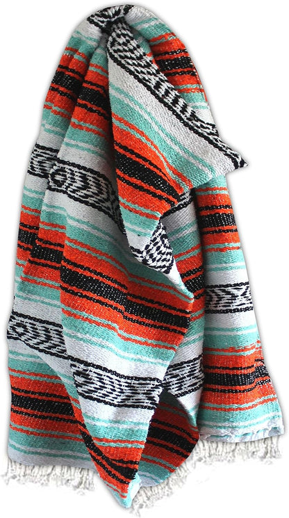 Del Mex Classic Mexican Blanket, Large Authentic Woven Falsa Throw (70"x50"), Artisan Southwest